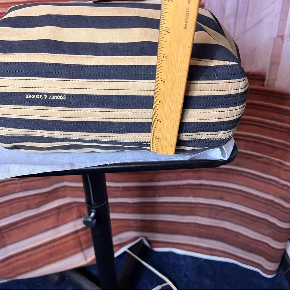 Dooney & Bourke Brown and Tan Striped Tote Bag with Leather Handles and Trim - Picture 8 of 15
